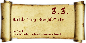 Balázsy Benjámin névjegykártya